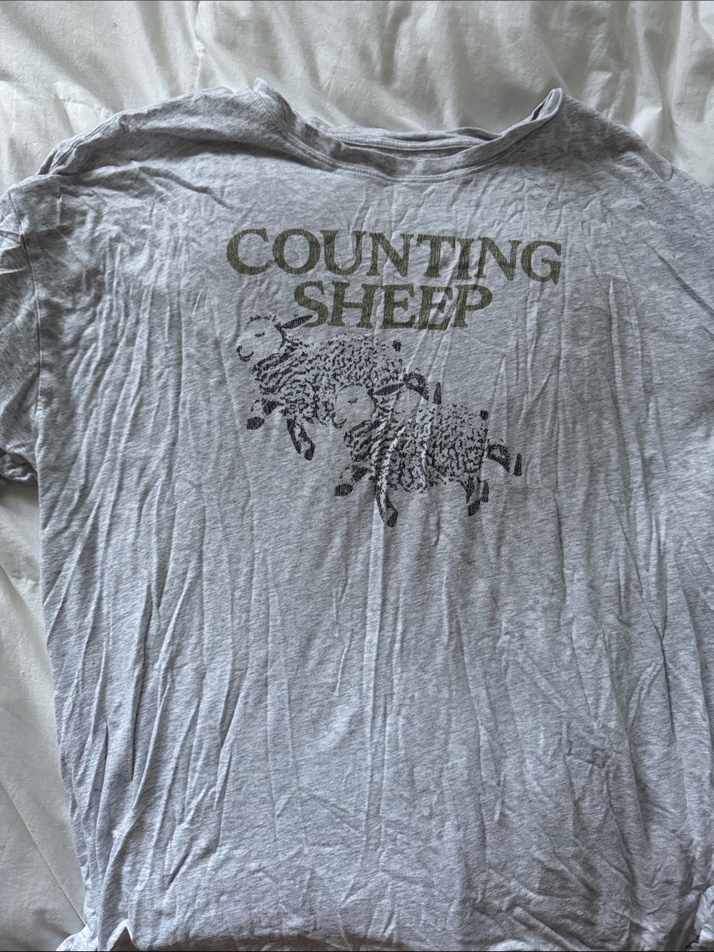 Aerie Counting Sheep Graphic Sleep T-Shirt - Light Gray